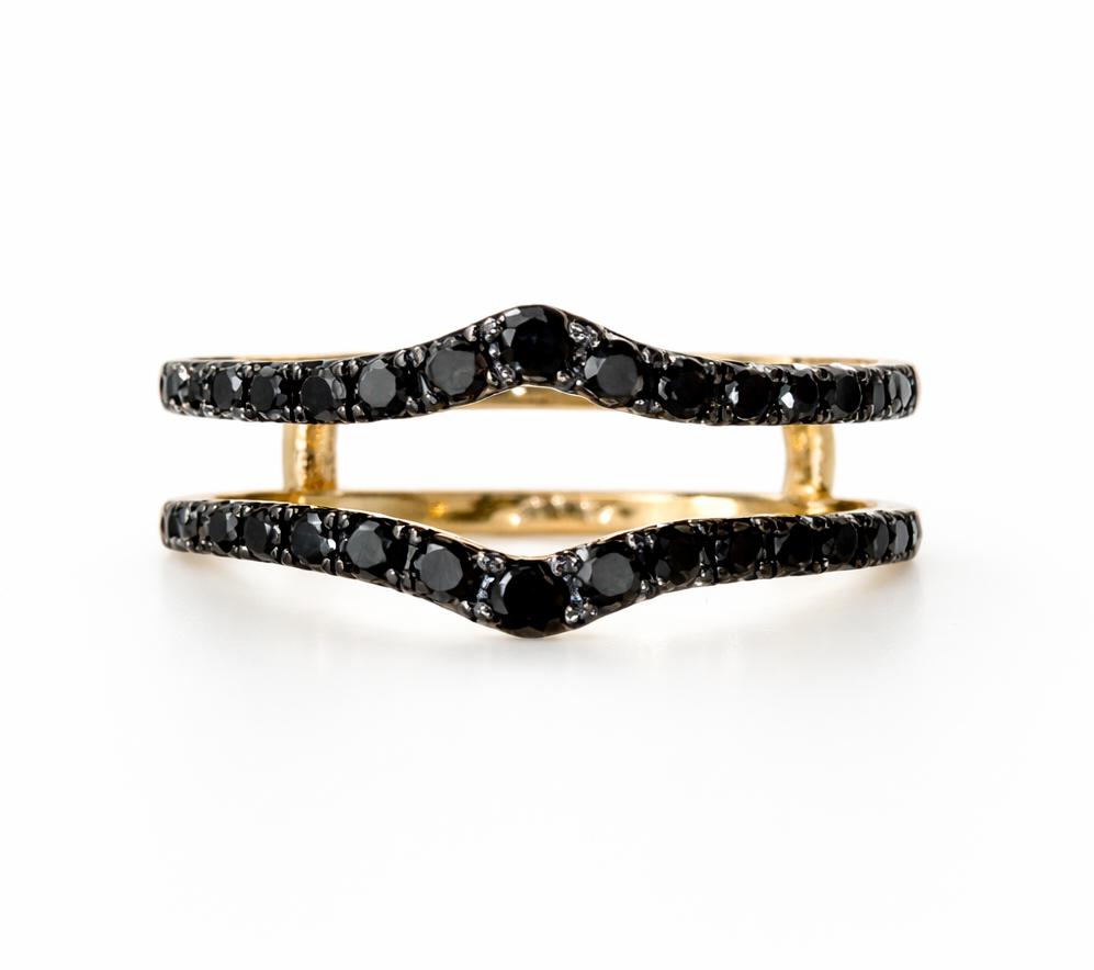 Andrea 0.54 Ct Round Black Diamond Ring Guard